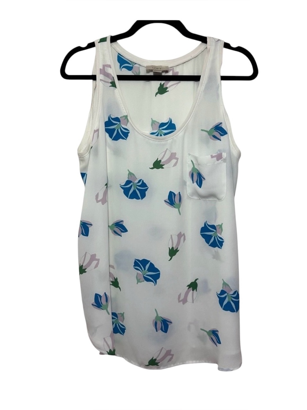 LOFT White Sleeveless Floral Top